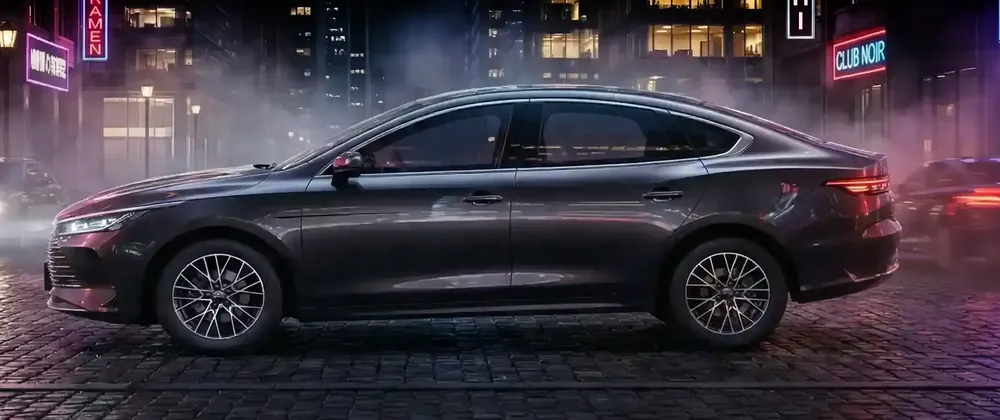 BYD King DM-i de perfil com as medidas: 4,78 m de comprimento, 2,72 m entre-eixos e 1,50 m de altura