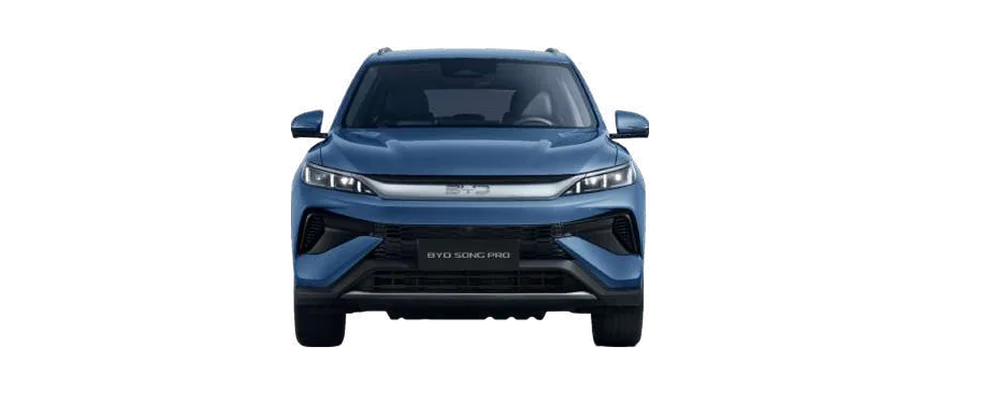 BYD Song Pro DM-i Flex de frente com as medidas: 1,86 m de largura e 1,71 m de altura