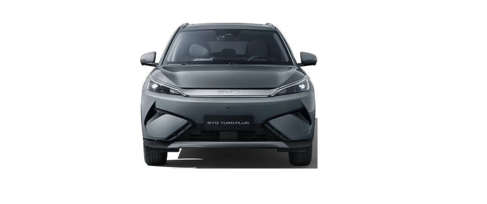 BYD Yuan Plus AWD de frente com as medidas: 1,88 m de largura e 1,62 m de altura